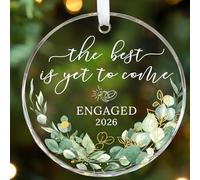 Wedding Gifts Mr And Mrs Gifts Engagement Gift For Couples Anniversary Wedding Gift For Couple Personalised bauble Crystal Glass Keepsake Congratulations For Newly Engaged Ornament 2026 (leaves-2)