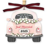 Wedding Gifts Ornament 2025 Mr and Mrs Gifts, Just Married Decorations with Three-Dimensional Floral Pattern for Couples, Bride, Groom