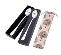 Wedding Gifts Spoon Mr & Mrs Coffee Spoon Ice Cream Spoon for Him and Her Stainless Steel Engraved Spoons Present for Couples Parents Grandparents in Christmas and Anniversary-2 Pcs