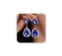Wedding Gold Black Diamond Green Emerald Blue Crystal Teardrop Dangle Earrings Cz Stud Pear Drop Red Rhinestone Statement Jewelry for Women