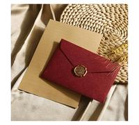 Wedding Greeting Card 1/5 Set Deluxe Linen Envelope And Letter With Wax Seal For DIY Gifts, Wedding Invitations And Office Use(Wine Red-1 set)