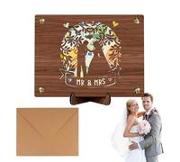 Wedding Greeting Card - Heart Pattern Wooden Money Holder,20x15cm/7.87x5.91 Inches Wedding Congratulations Card For Wedding, Graduation, And Other Occasions