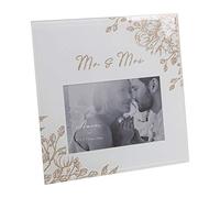 Wedding Grey Glass 6'x4' Photo Frame with Glitter/Wording - Mr and Mrs
