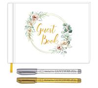 Wedding Guest Book, 120 Pages Elegant Guest Book Weddings Reception, with 2 Pens for Weddings Reception, Baby Showers, Birthdays and Special Events(23.5 * 17.8cm)