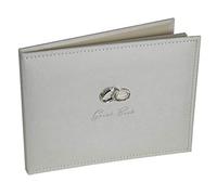 Wedding Guest Book - Amore Suede Guest Book with Silver Rings