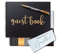 Wedding Guest Book Black Polaroid Album -Hardcover Photo Guestbook- Spiral Hardbound Book 10" x8? - Funeral, Bridal Shower, Baby Shower, Graduation Party, Registry Sign in (80 Unlined Blank Pages)