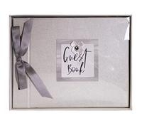 Wedding Guest Book for Guests to Sign | Classic Pearlised Loose Leaf Format with Ribbon Tie, Elegantly Presented in a Box | Size 240 x 180mm with 40 Pages | Perfect for Wedding Reception