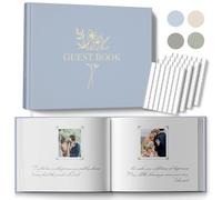 Wedding Guest Book for Your Wedding Reception - BVSSX Elegant Guestbook with Table Sign to Sign in and Add Polaroid Photos - Baby Shower Guest Book for The Special Day, Blue