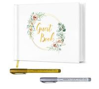 Wedding Guest Book, Large Wedding Scrapbook 120 Pages, Memory Wedding books for Guests to Sign, Hardcover Visitors Book with 2 Metallic Pens for Wedding Christening Birthday Bridal Baby Shower Party