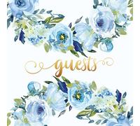Wedding Guest Book: Navy, Dusty & Light Blue Roses Original Watercolor Artwork | Thoughts and Well Wishes Interior