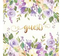 Wedding Guest Book: Purple, Lavender, Lilac & Ivory Original Watercolor Artwork Cover | 200 Guests with Unique Interior