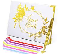 Wedding Guest Book, Sign in Guest Book for Wedding Reception with Gold Foil and Gilded Edges, 10"x7" Guest Book with Pen and Photo Corner Sticker,Guestbook for Wedding,Baby Shower,Anniversary,Birthday