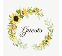 Wedding Guest Book: Sunflowers Watercolor Wreath with Thoughts and Well Wishes Interior
