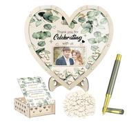 Wedding Guest Book - Wedding Signs for Reception | Heart-Shaped Wooden Table Decoration for Indoor Home Garden