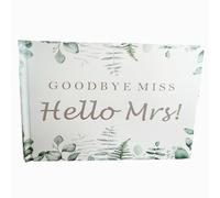 Wedding Guest Book with "Goodbye Miss, Hello Mrs" Text - 96 Pages (48 Sheets) Elegant Eucalyptus Floral Design for Weddings, Baby Showers, Birthdays, 20 x 15cm Size for Guest Signatures
