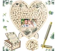 Wedding Guest Book Wood Heart Drop Guest Book Guest Book Mit Wedding Decorations Love Sign-in Table for Wedding Reception Birthday Graduation Party Memorial Days