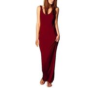 Wedding Guest Dress Women High Waisted Wide Leg Pants Casual Elastic Trousers Comfy Straight Leg Long Pants with Pockets Maxi Dresses for Women (Red, XL)