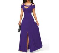 Wedding Guest Dresses for Women UK Elegant Cut Out Shoulders Ladies Maxi Dress Deep V Neck Split Short Sleeve Prom Dresses Flowy Evening Party Mother of The Bride Long Dresses Sale Clearance