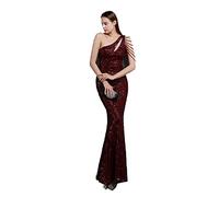Wedding Guest Mermaid Long Evening Dress, Women's Off Shoulder Sexy Cocktail Party Sequin Bridesmaid Swing Maxi Dress
