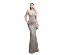 Wedding Guest Mermaid Long Evening Dress, Women's Off Shoulder Sexy Cocktail Party Sequin Bridesmaid Swing Maxi Dress