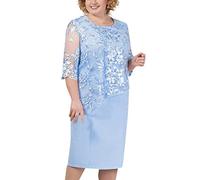 Wedding Guest Outfits for Over 50'S Elegant Embroidery Cocktail Plus Size Chiffon Cape Dress Midi Dress Plus Size Short Sleeve Mother of The Bride Lace Dresses Mother of The Bride Dresses Blue