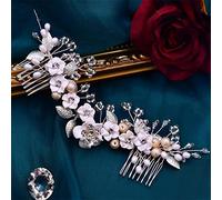 Wedding Hair Comb Women's Floral Bridal Hairpin Alloy Leaf Headdress Beauty Pageant Headdress Bridal Taira (HP337 S)