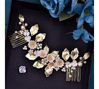 Wedding Hair Comb Women's Flower Bridal Hairpin Alloy Leaf Headdress Beauty Pageant Headdress Bridal Taira (HP315)