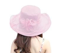 Wedding Hats for Women Women's Headdress Hat Women's Wedding Hat Sun Hat Flower Shade Seaside Beach Hat Ascot Race Derby Hat Tea Party Wedding Hats Women Organza Church Hats Pink