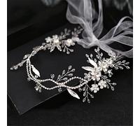 Wedding Headband Crystal Bridal Headdress Flower Hair Accessories Women's Headdress Flower Hair Vine (White Organza)