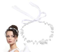 Wedding Headband Flower Girl Hair Accessory Bridal Pearl Flower Headpiece Woman Hair Accessory for Wedding Birthday Party First Communion - White
