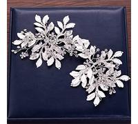 Wedding Headband Rhinestone Headband Silver Leaf Rhinestone Headband Bridal Headdress (Silver)