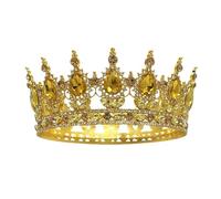 Wedding Hot Baroque Bride Crown Waterdrop Diamonds Headdress Round Queen Headpiece, Silver, Moissanite