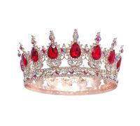 Wedding Hot Baroque Bride Crown Waterdrop Diamonds Headdress Round Queen Headpiece, Silver, Moissanite