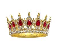 Wedding Hot Baroque Bride Crown Waterdrop Diamonds Headdress Round Queen Headpiece, Silver, Moissanite