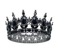 Wedding Hot Baroque Bride Crown Waterdrop Diamonds Headdress Round Queen Headpiece, Silver, Moissanite