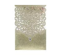 Wedding Invitation Cards, Wedding Invitations Glitter Paper Lace Diamond Pocket Cards Multicolor 125x180mm 10 Pcs(Only Gold 1 Cover)