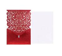 Wedding Invitation Cards, Wedding Invitations Glitter Paper Lace Diamond Pocket Cards Multicolor 125x180mm 10 Pcs(Dark Cover Insert)