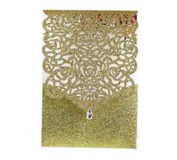 Wedding Invitation Cards, Wedding Invitations Glitter Paper Lace Diamond Pocket Cards Multicolor 125x180mm 10 Pcs(Only Gold Cover)
