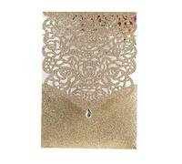 Wedding Invitation Cards, Wedding Invitations Glitter Paper Lace Diamond Pocket Cards Multicolor 125x180mm 10 Pcs(Rose Gold Cover)