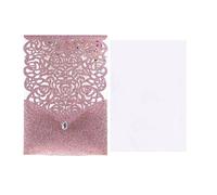 Wedding Invitation Cards, Wedding Invitations Glitter Paper Lace Diamond Pocket Cards Multicolor 125x180mm 10 Pcs(Pink cover insert)