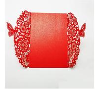 Wedding Invitation Cards, Wedding Invitations Personalised 10pcs Multicolor Glitter Butterfly 17.7x11.7cm Envelopes(Red,with White Inner)