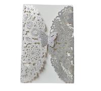 Wedding Invitation Cards, Wedding Invitations Personalised 10pcs Multicolor Glitter Butterfly 17.7x11.7cm Envelopes(Glitter Silver,with White Inner)