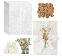 Wedding Invitation Kit,Vellum Jackets for 5x7 Invitations Pre-Folded Lace Nuptial Party Invitations Cards with Wax Seal Stickers Ribbon and Dry Flowers Elegant for Wedding, Baby Shower, Birthday Invit
