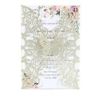 Wedding Invitations 10/20/50pcs Butterfly Wedding Invitation Card Birthday Party Glitter Invitation Card Greeting Cards(Light Gold,50pcs)