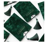 Wedding invitations 100pcs Flannel Style Envelopes And Tassels Handmade Custom Wedding Invitation Card Personalised wedding invitations(Green,100 piece)