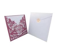 Wedding Invitations 10pcs Elegant Lace Pocket Wedding Invitations Card Square Laser Cut Rose Flower Customize Greeting Event Party Supplies For parties(Black)