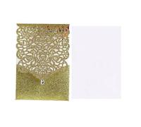 Wedding Invitations 10Pcs Glitter Paper Wedding Invitations Card Lace Diamond Pocket Greeting Birthday Mariage Favor Decoration For parties(Gold cover insert)
