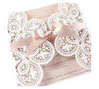 Wedding Invitations 15pcs White Lace Wedding Card Floral Invitations For Engagement Birthday Baptism for Party(White and Light Pink,Whole Set Blank)