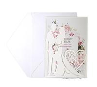 Wedding Invitations 25Pcs Bride And Groom Wedding Invitations Card Love Heart Greeting Invite Card Valentine's Day Party Decoration Supplies(White set)