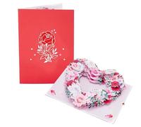 Wedding Invitations 2pcs Flower Birthday Card Floral Thank you Card Wedding Invitations Cherry Blossom Gifts For Mothers Day Anniversary Greeting Cards(Red Rose Love)